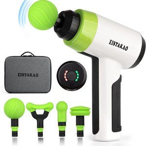 NWT EISTAKAO MASSAGE GUN DEEP TISSUE PERCUSSION MUSCLE MASSAGER‎ 4 Massage Heads